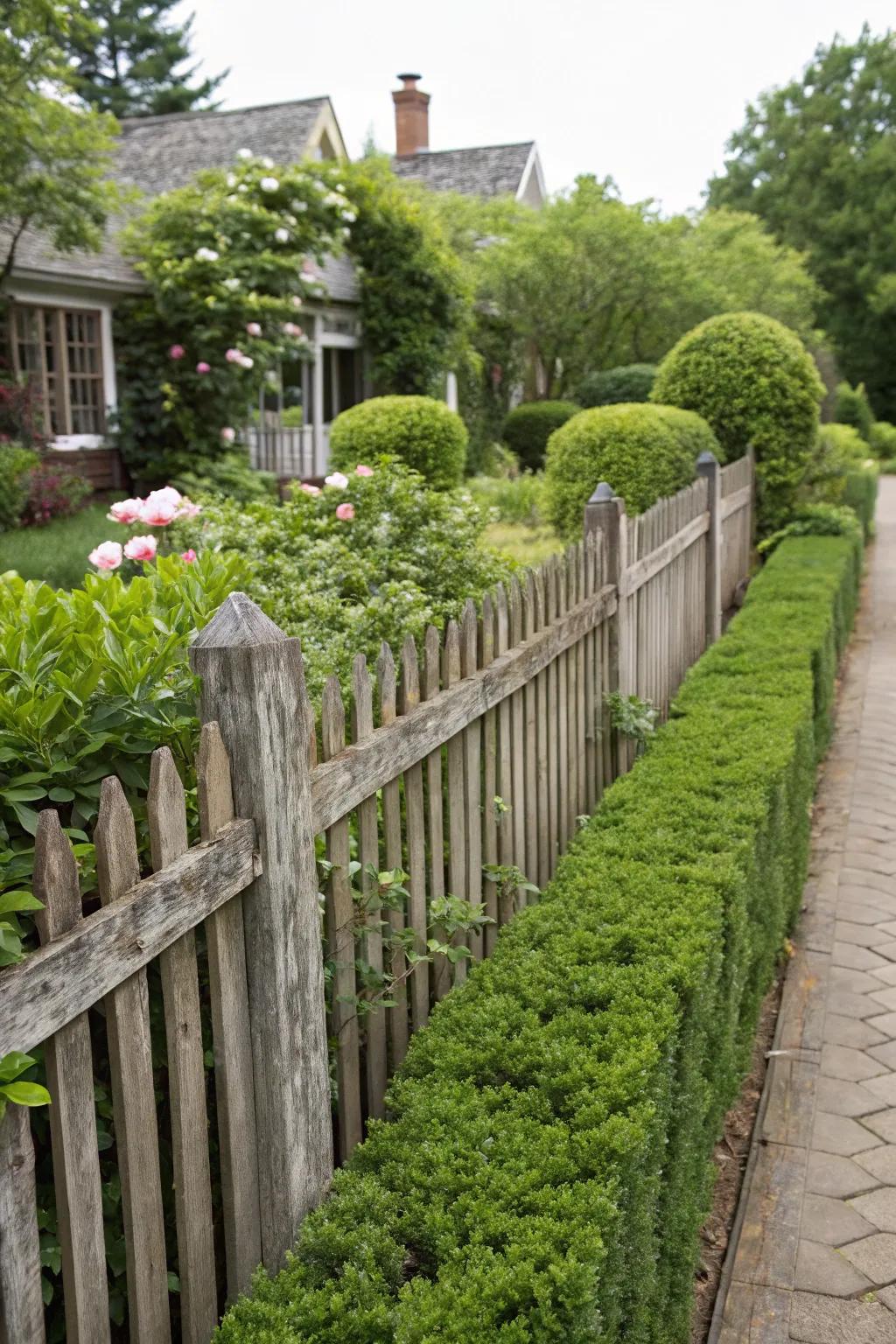 Unite fences alongside hedges for an organic boundary.