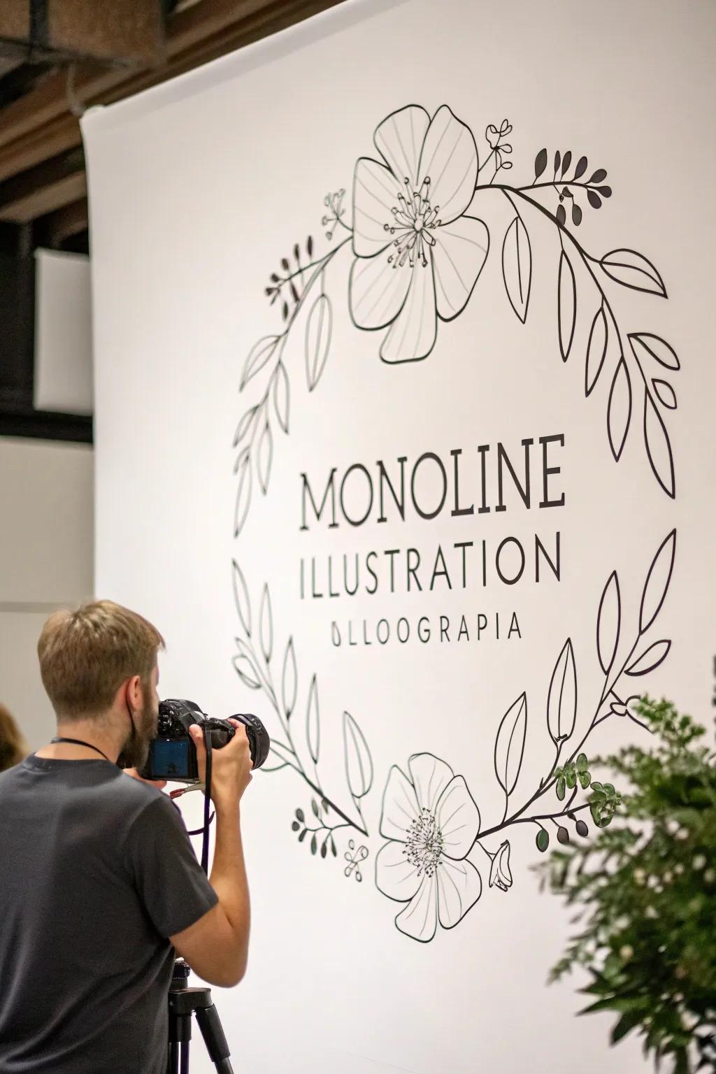 Monoline artwork offers a sleek, modern aesthetic.