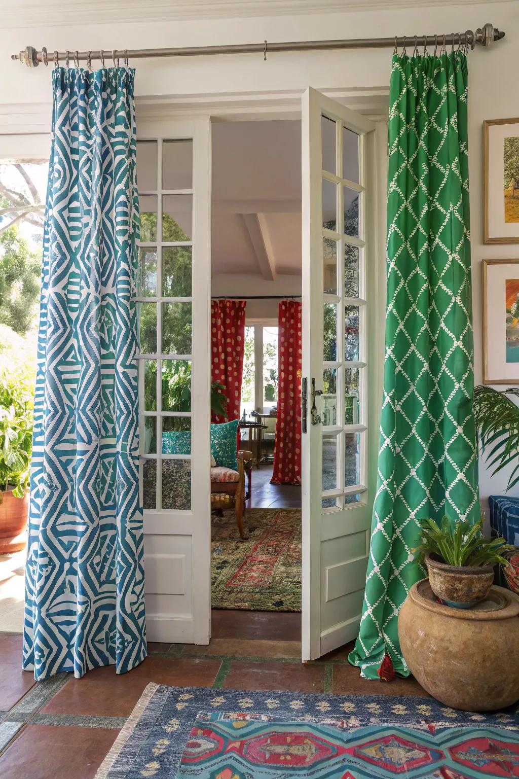 Bold patterns transform curtains into stunning focal points.