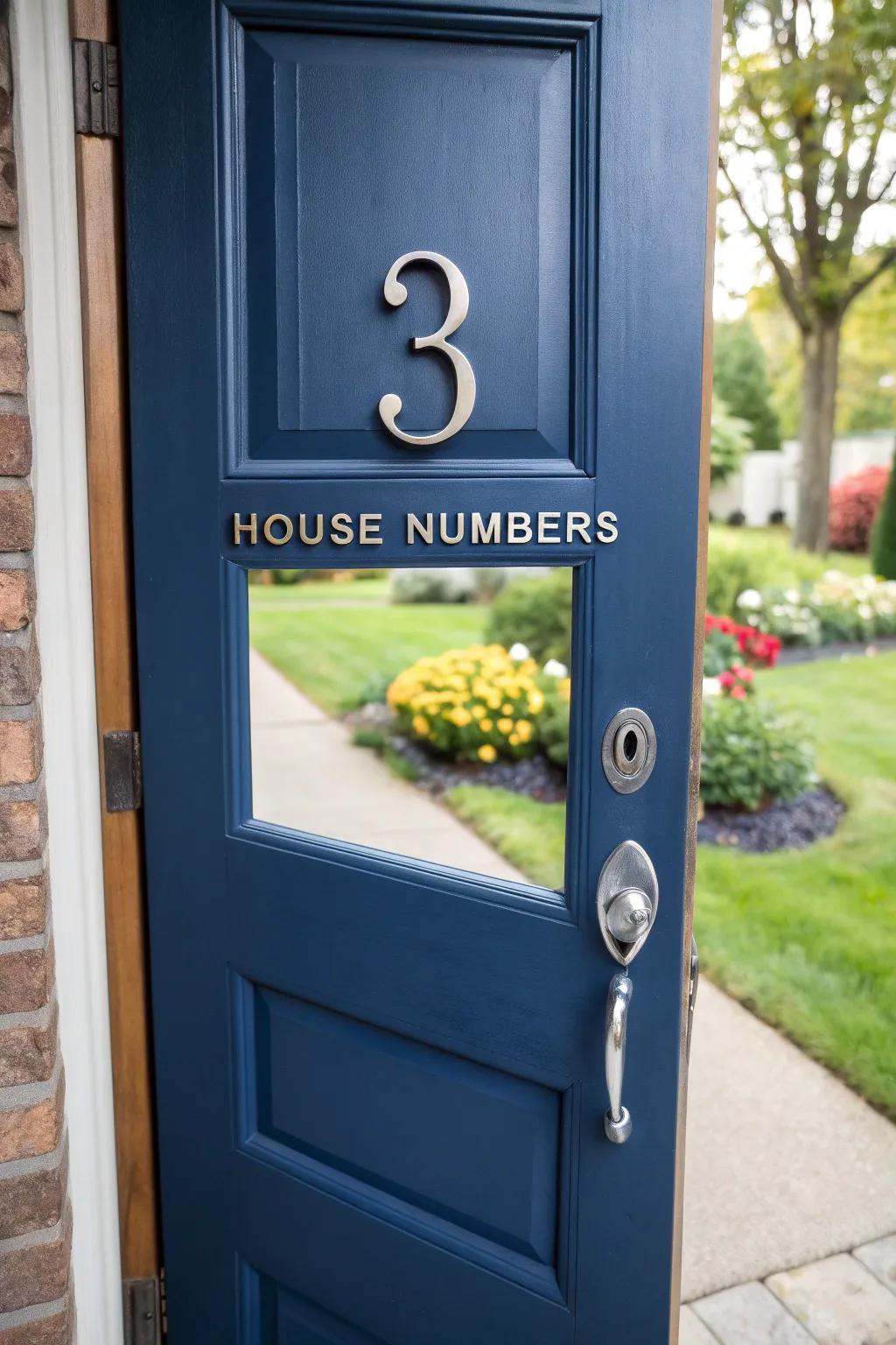 Chic dwelling numerals append a personal touch.