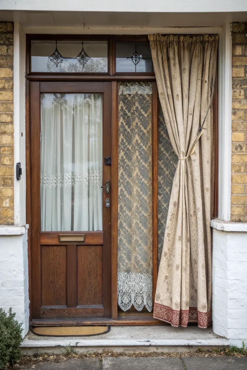 A front door showcasing a mix of privacy techniques for maximum effect.