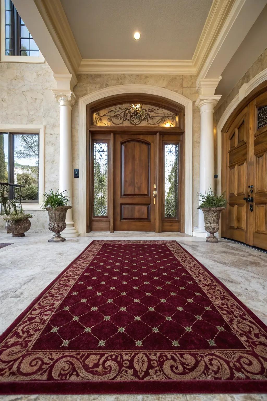 Rich textures elevate any doorstep with a touch of luxury.