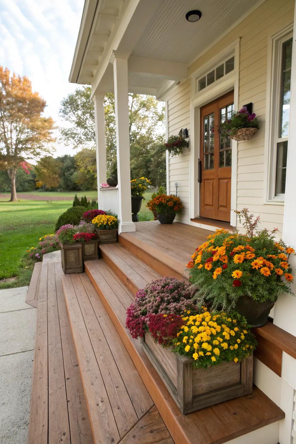 Built-in planters add greenery and style.