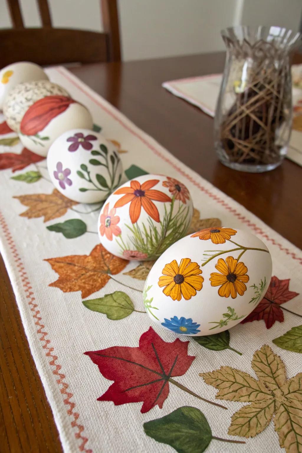 Seasonal eggs observing nature's splendor.