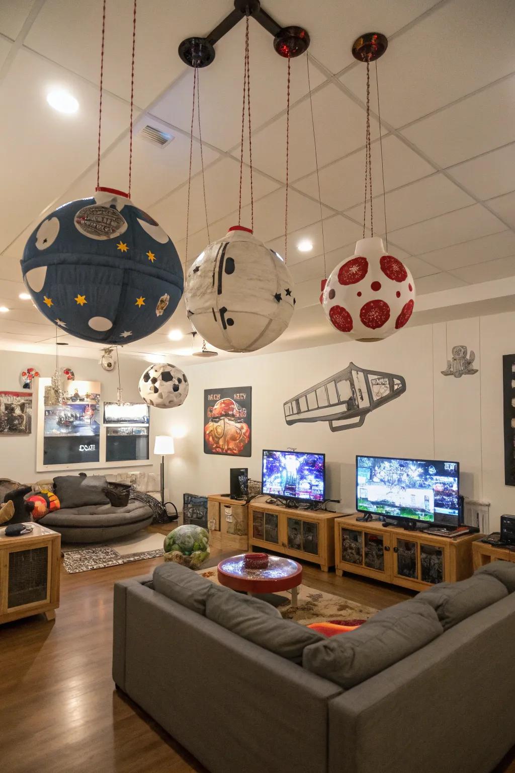 SkyDancer mobiles add movement and a playful detail.