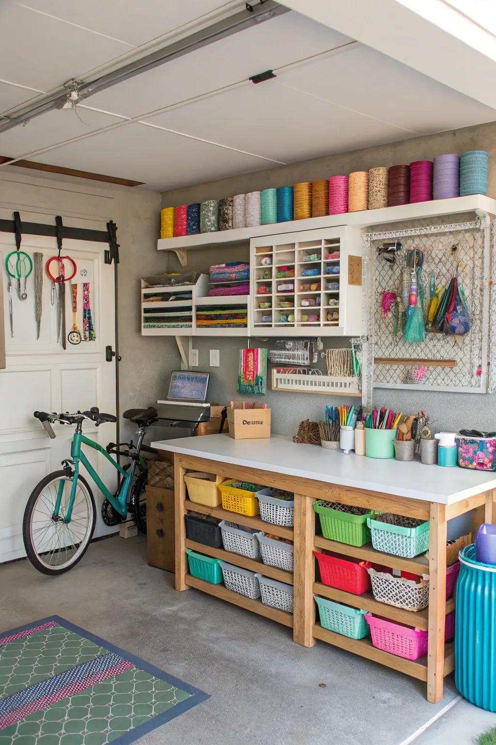 A hobby room establishes a dedicated space for creativity and enjoyment.