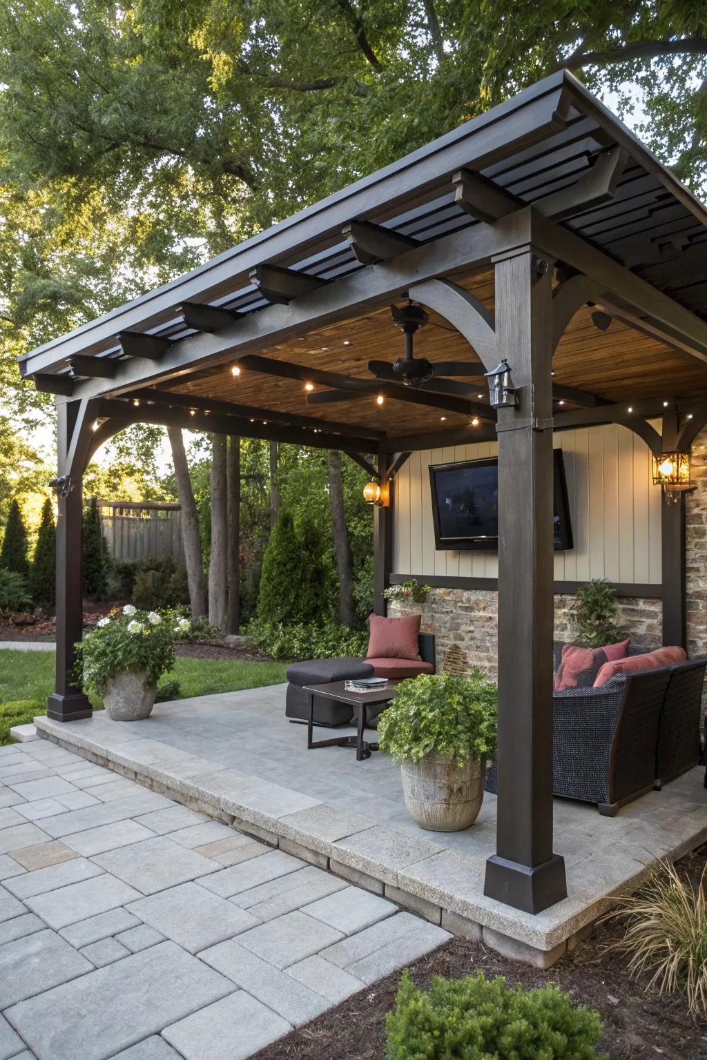 A natural mounting option is provided by pergola beams.