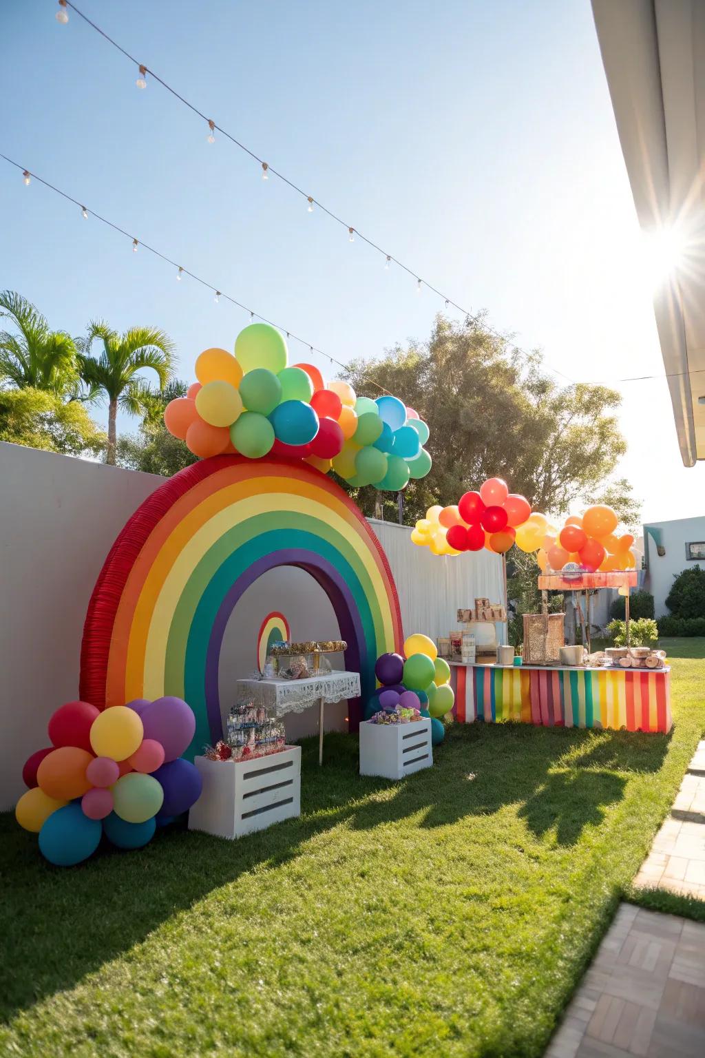 Bring joy and color to your party with a rainbow-themed gender reveal.