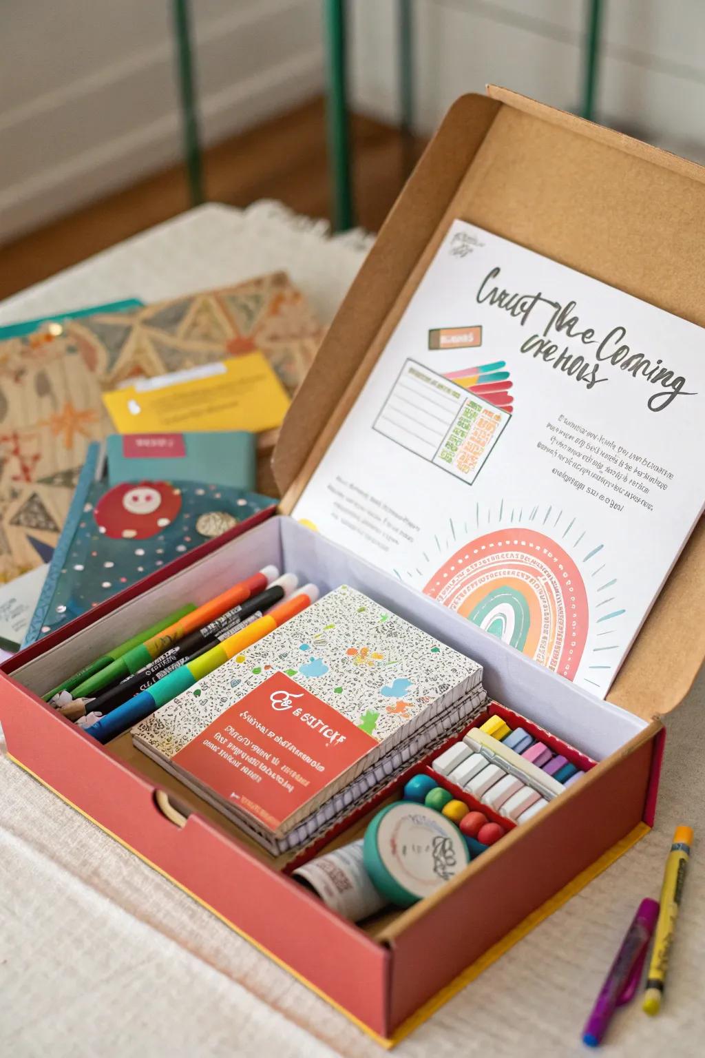 Monthly art subscription bundles extend a continuous flow of inspiration.