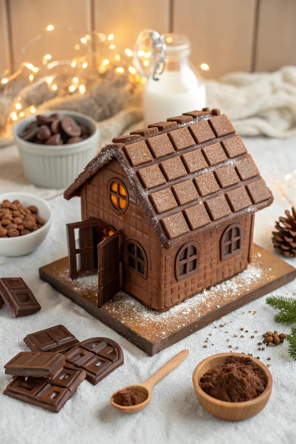 A gingerbread rooftop featuring confection slab bricks.