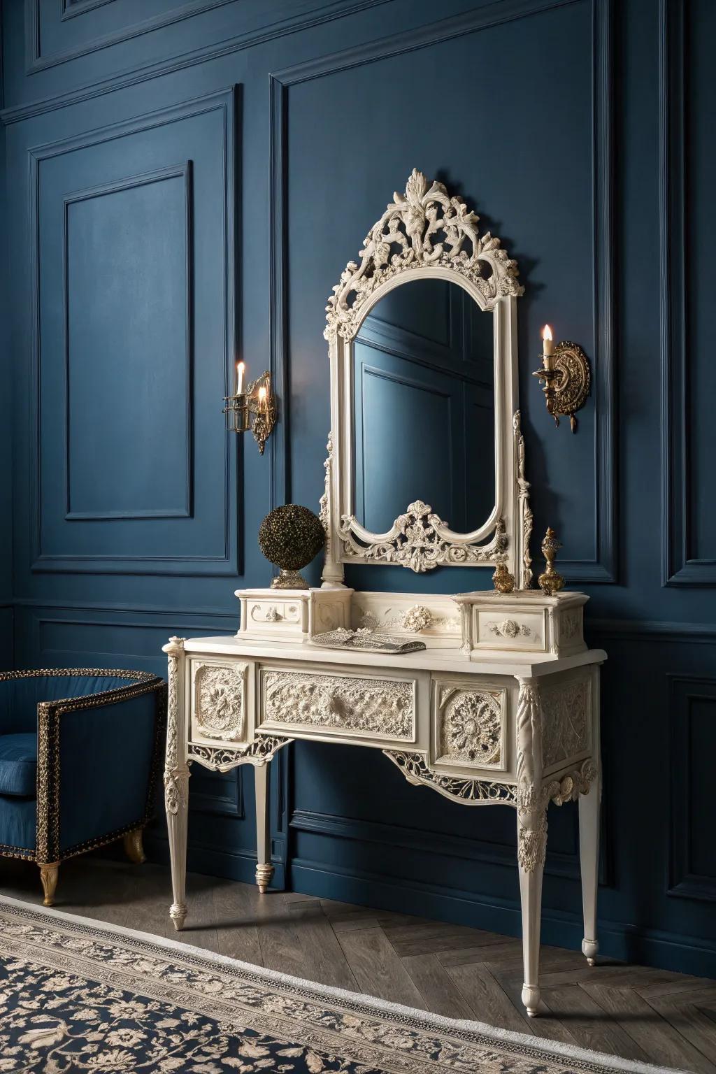 Shadowy hues fashion a rich, theatrical atmosphere.