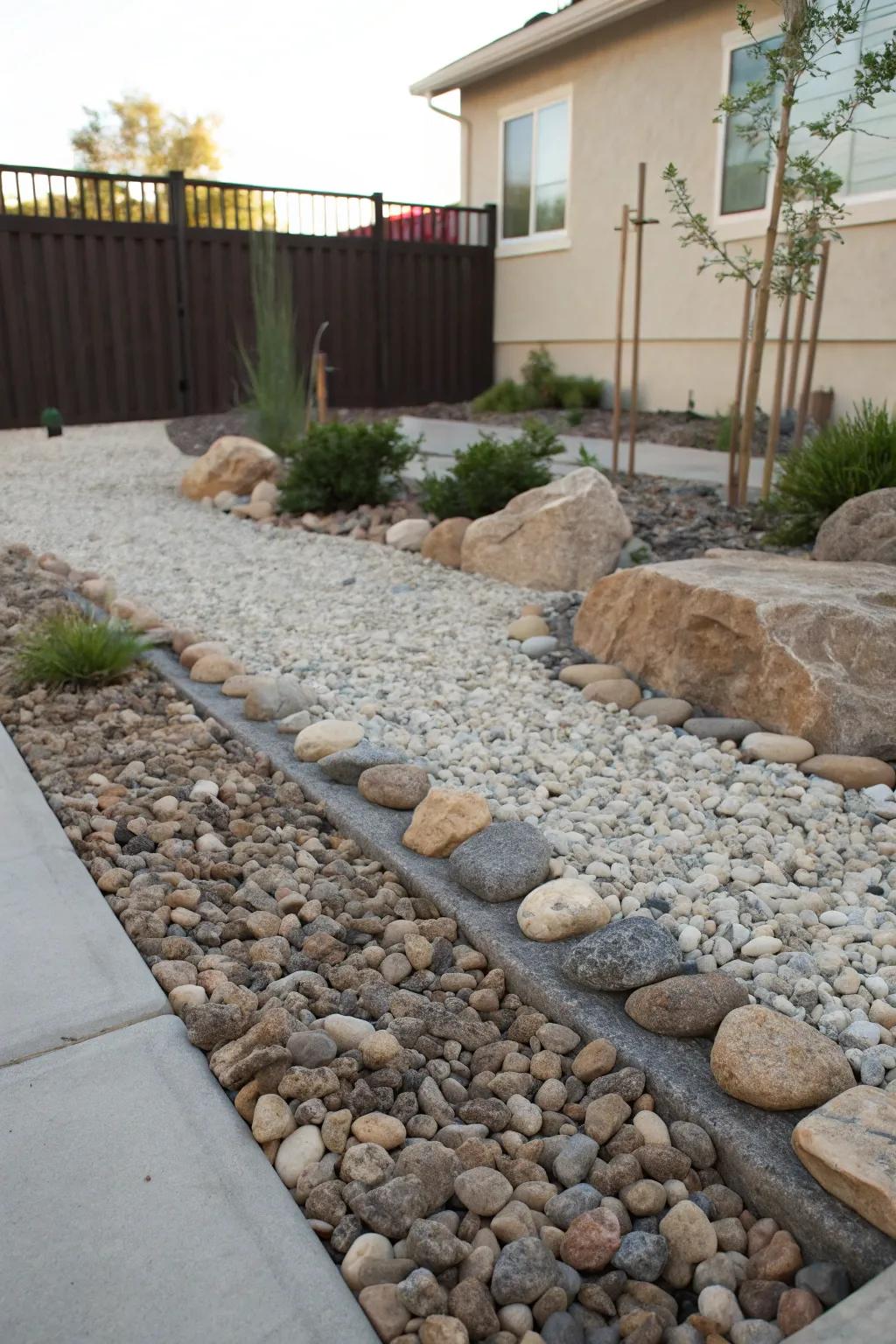Layers of different gravel sizes add depth and texture.