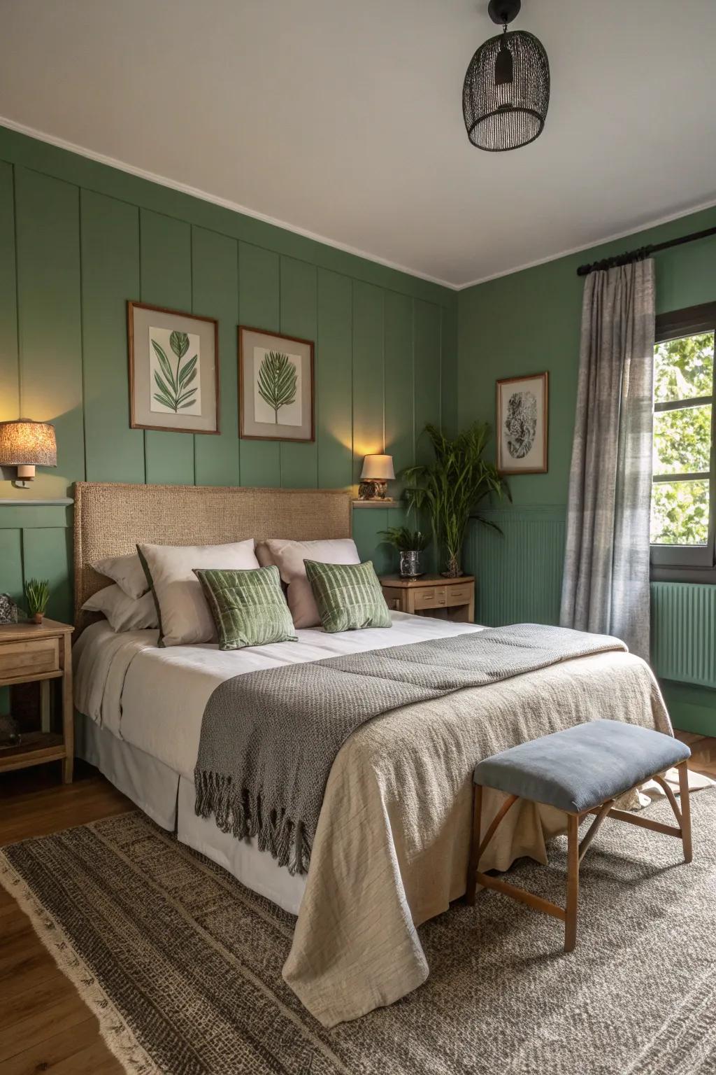 Combining green with soothing colors results in a balanced and tranquil area.