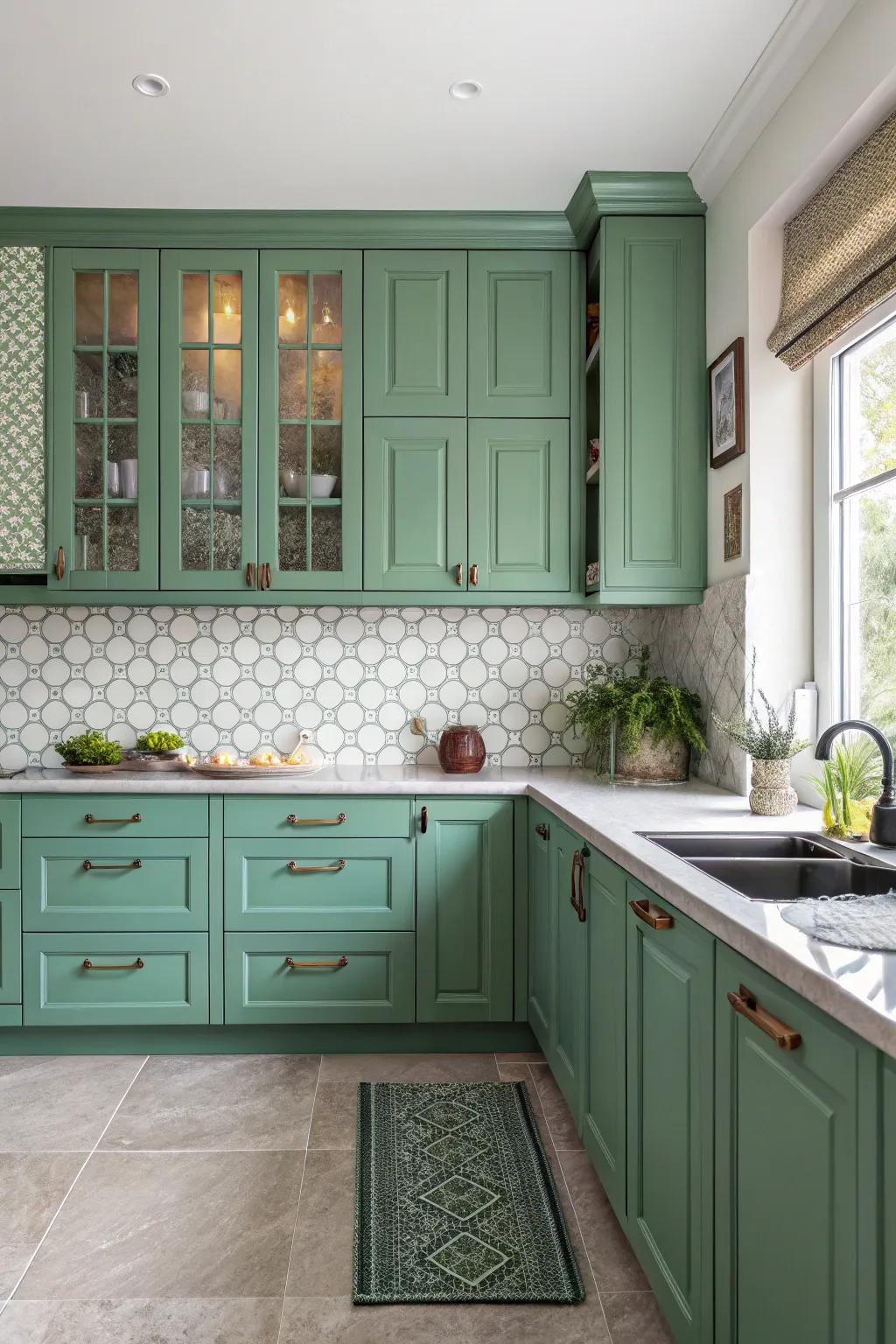 Mixing various shades of green introduces depth to the culinary design.