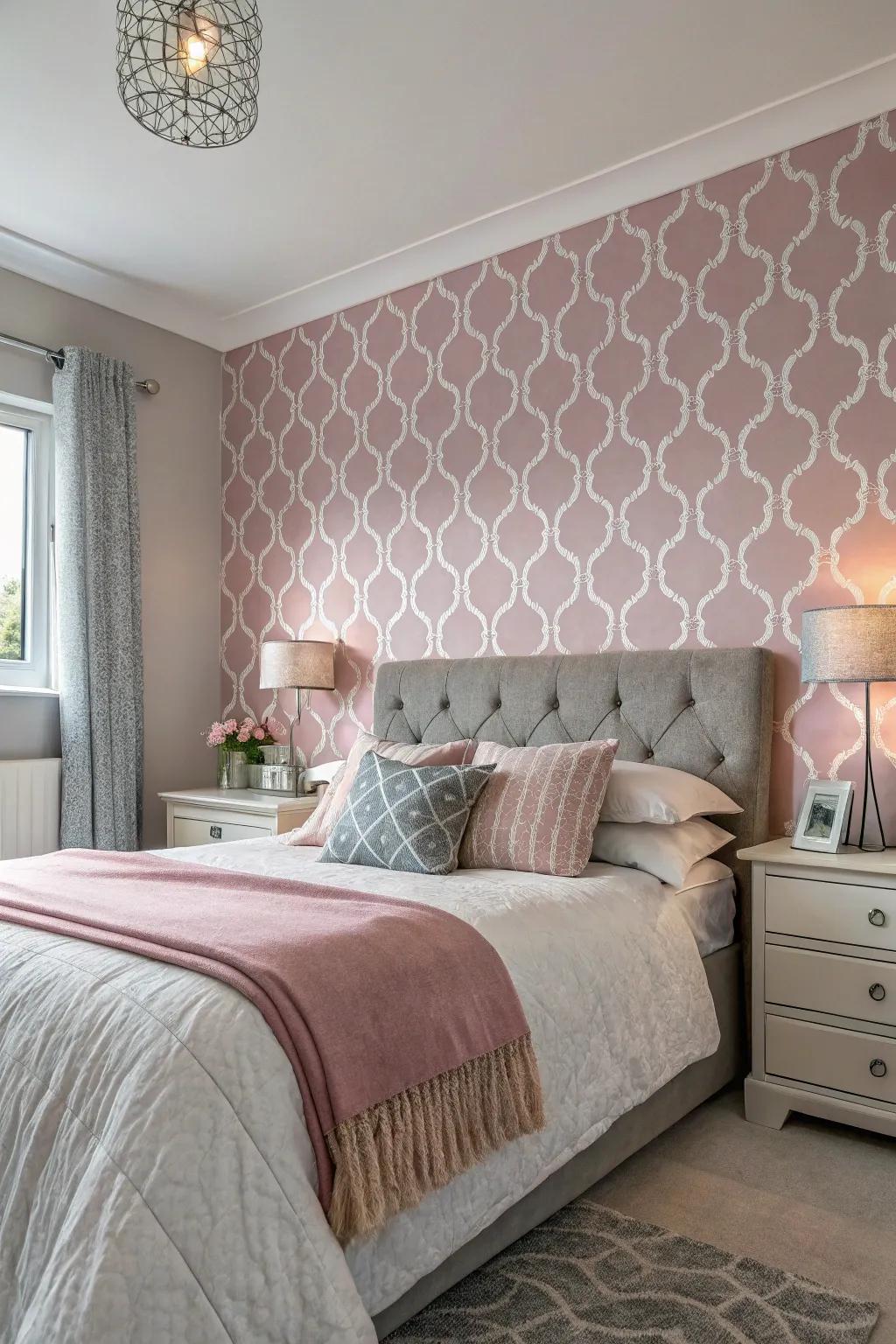 Rose alongside graphite wallpaper has a significant effect so as to present a fashionable primary component.