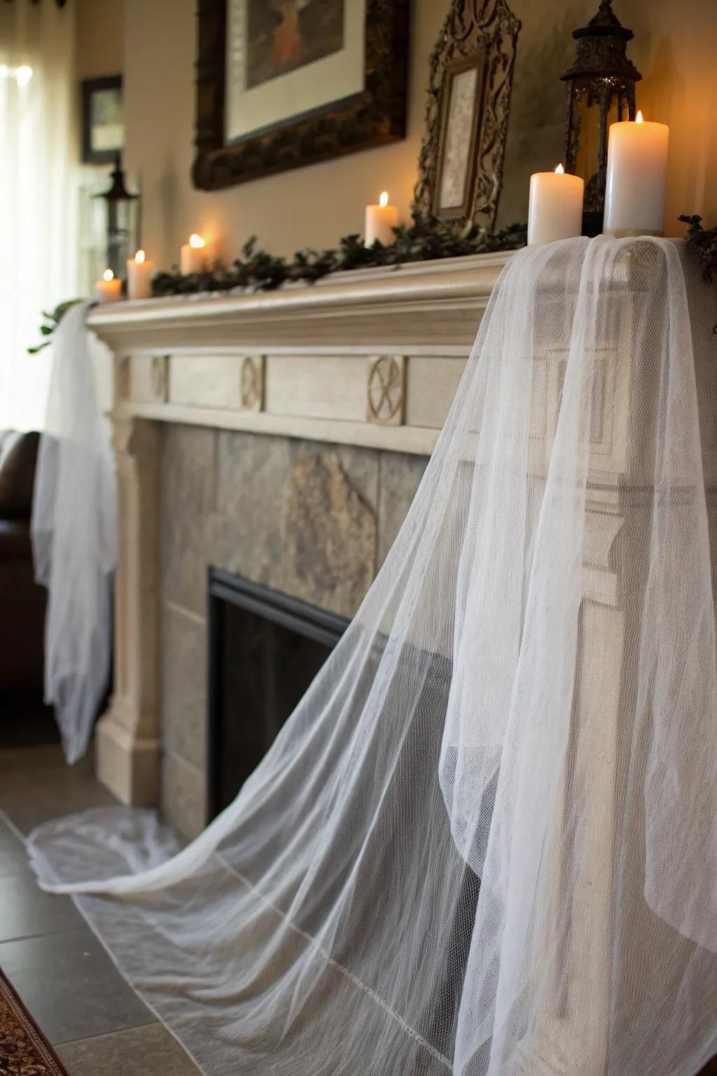 Sheer covers add an ethereal detail to Halloween decorations.