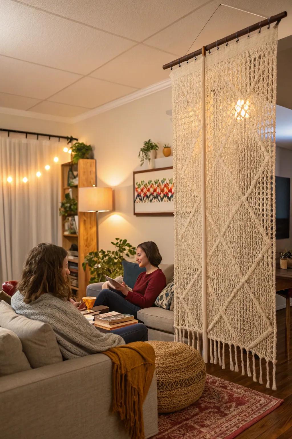 Woven yarn panels add cozy texture to any space.