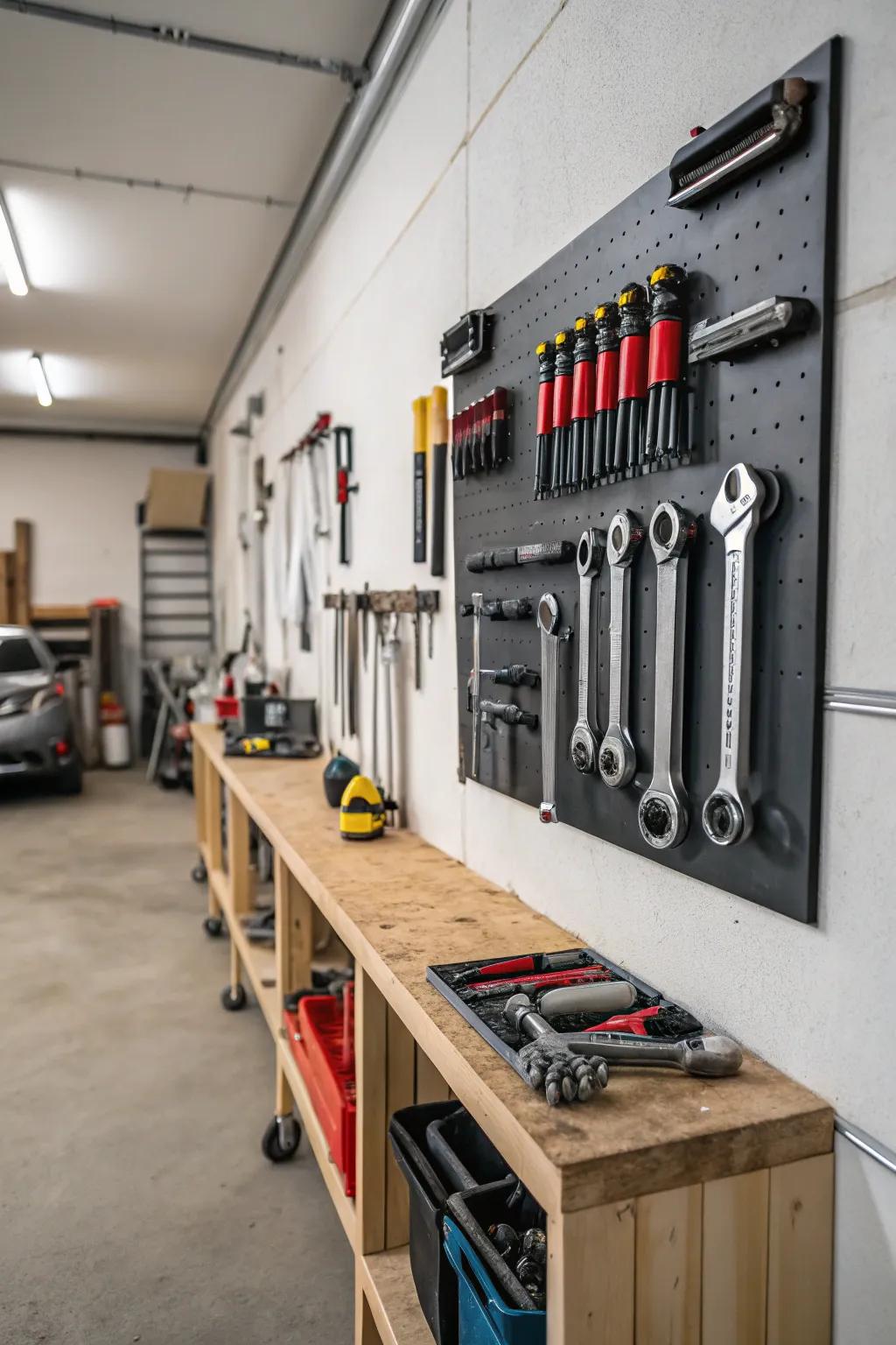 Change garage chaos into order with tool racks.