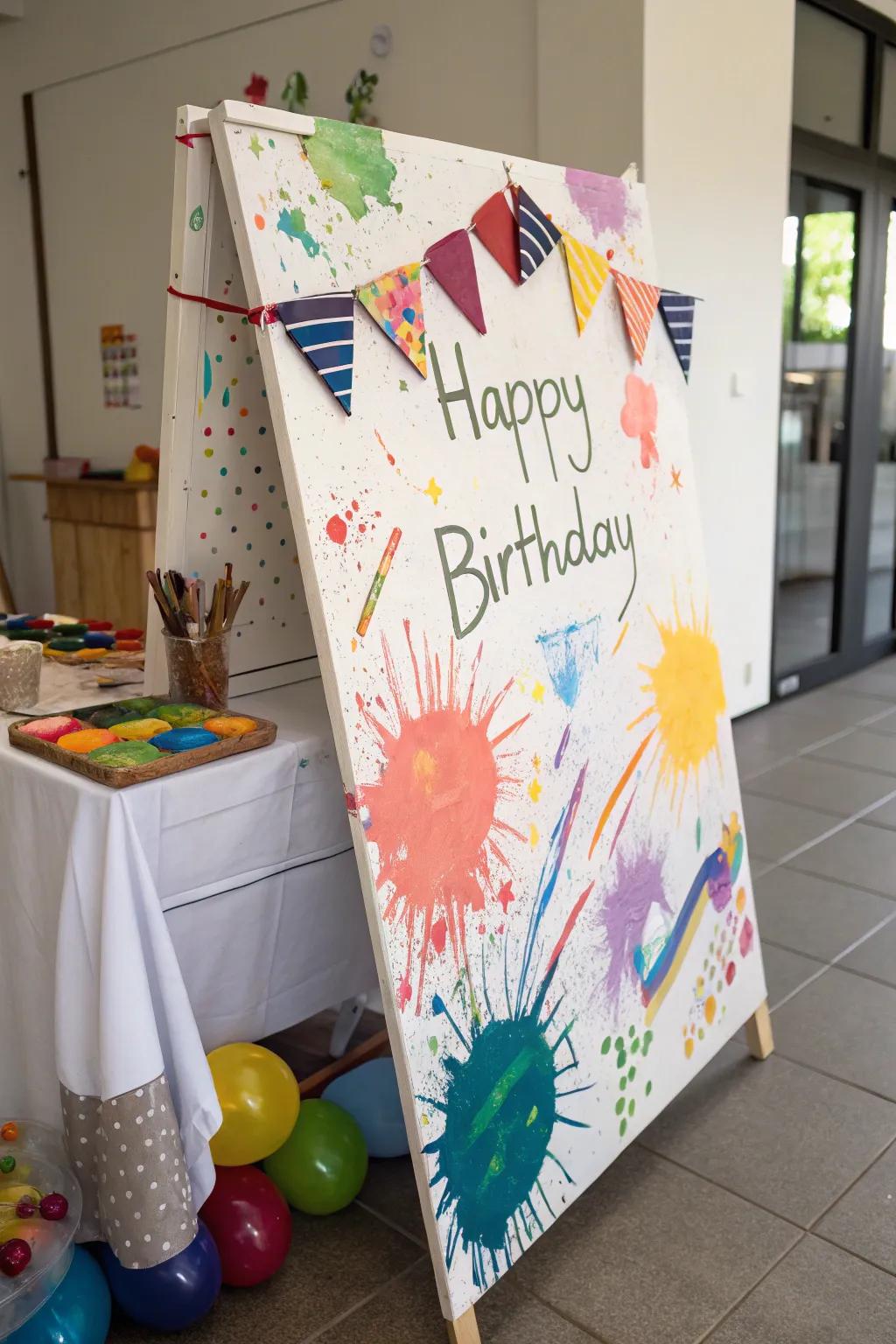 An artistic birthday display that&rsquo;s bursting with creative expression.