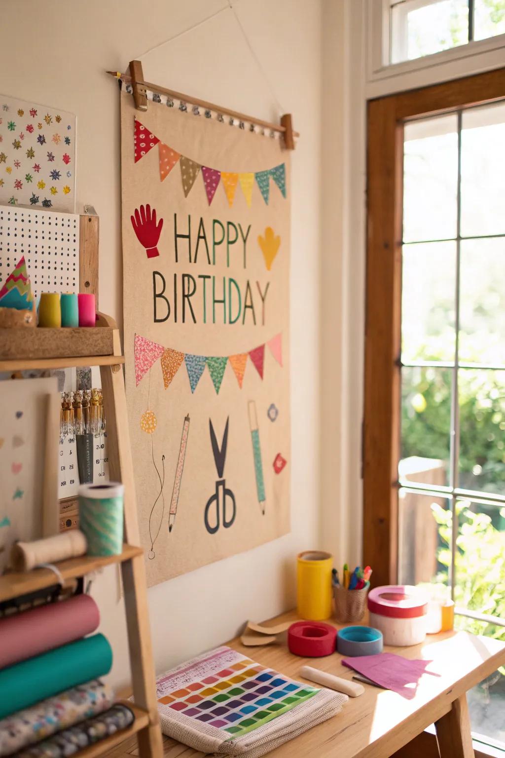 Hand-made art elements add a personal touch to birthday displays.