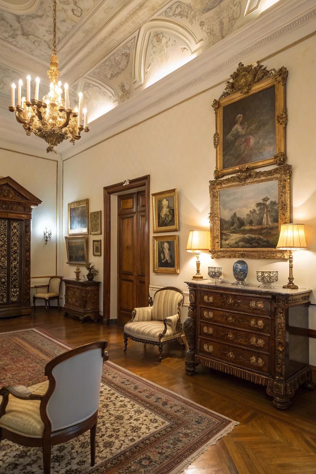 A room featuring sophisticated antique accents