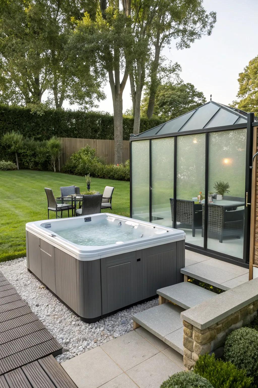 Frosted glass panels deliver privacy with a touch of beauty.