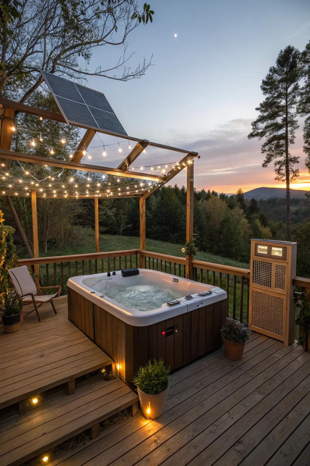 Enjoy your hot tub with eco-friendly design choices.