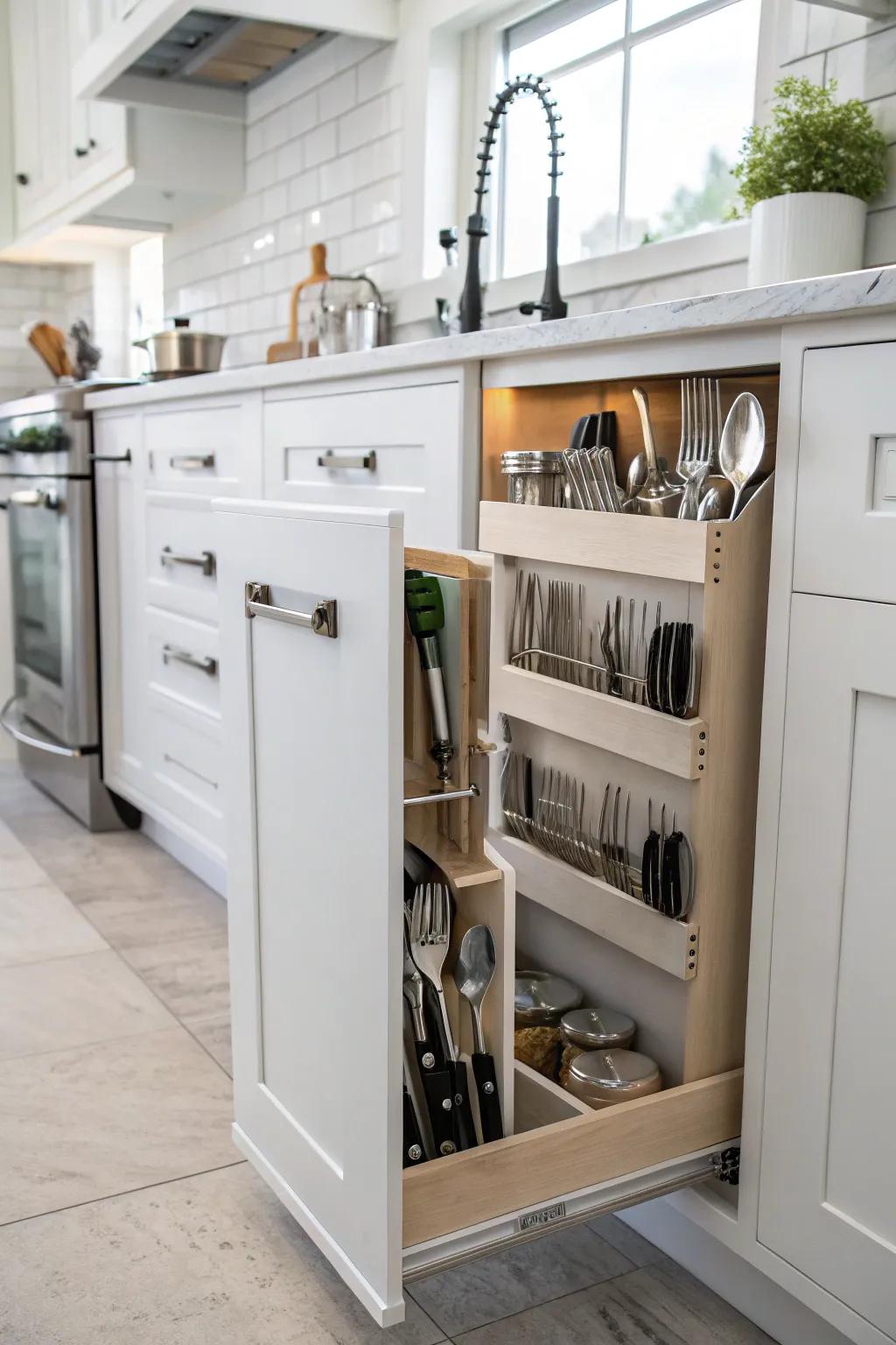 Cabinet sides provide often-overlooked storage opportunities.