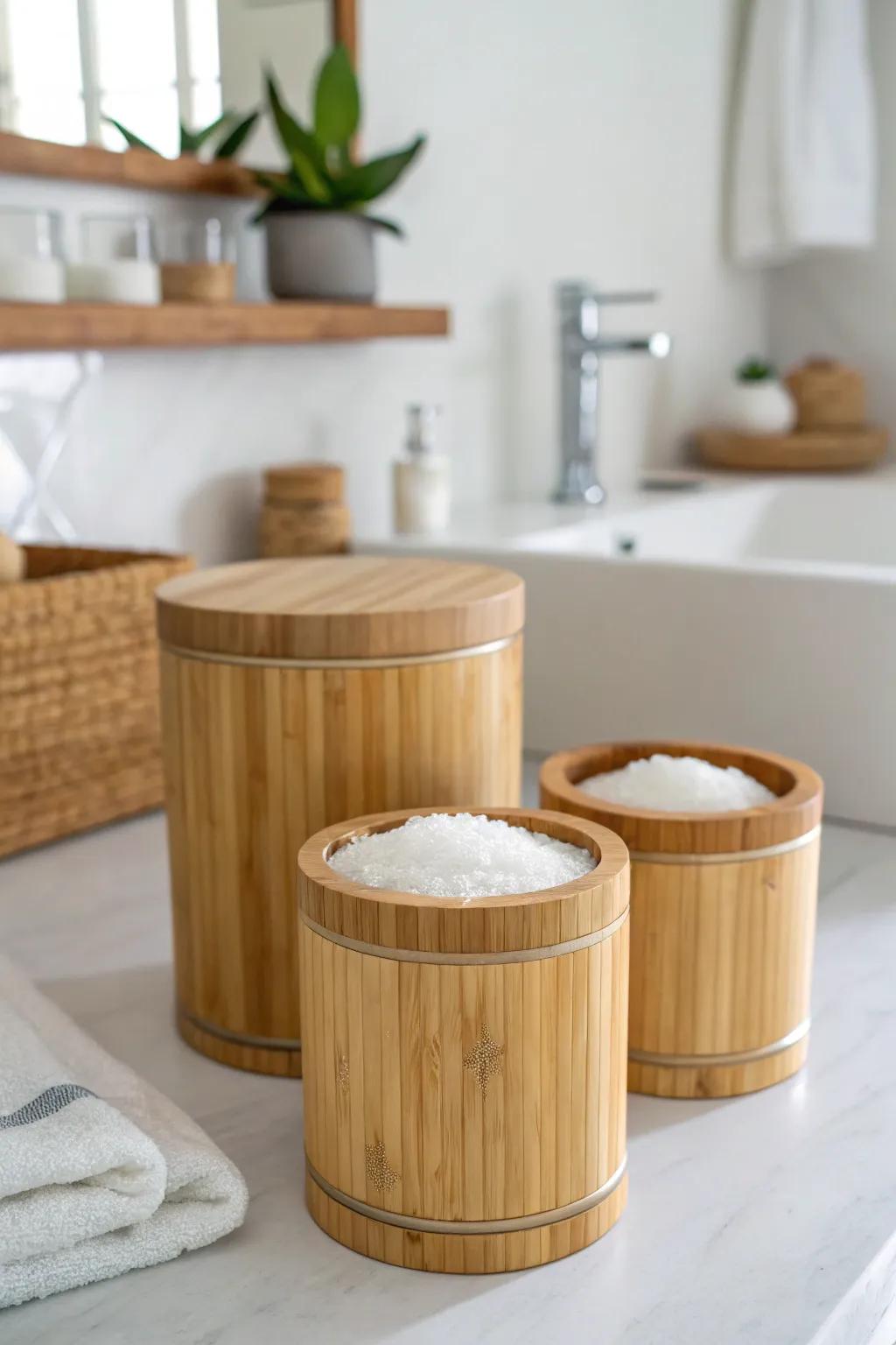 Natural beauty with bamboo Epsom salt storage