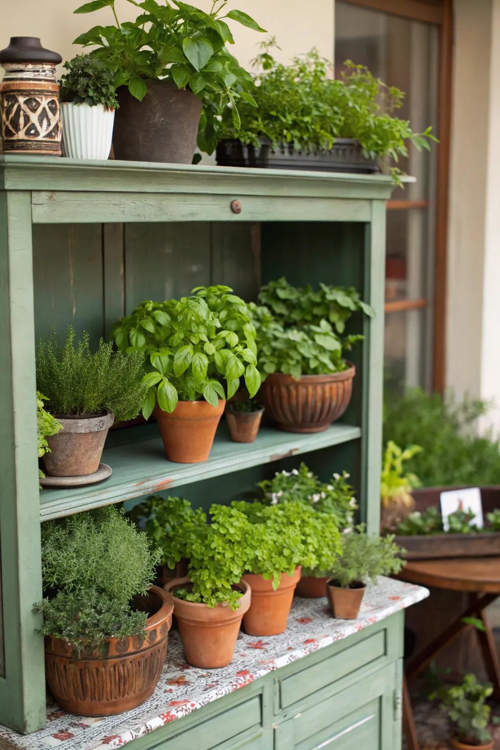 Welcome the outside in with a foliage hutch top.