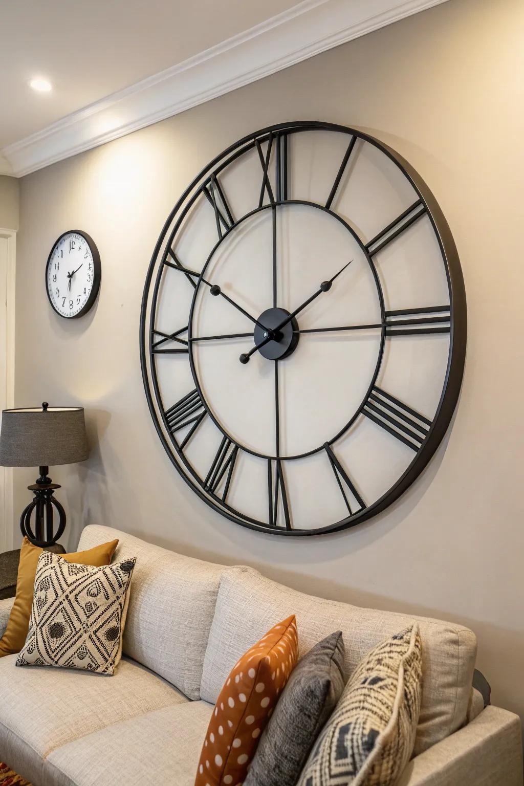 A wall clock adds charm and practicality.
