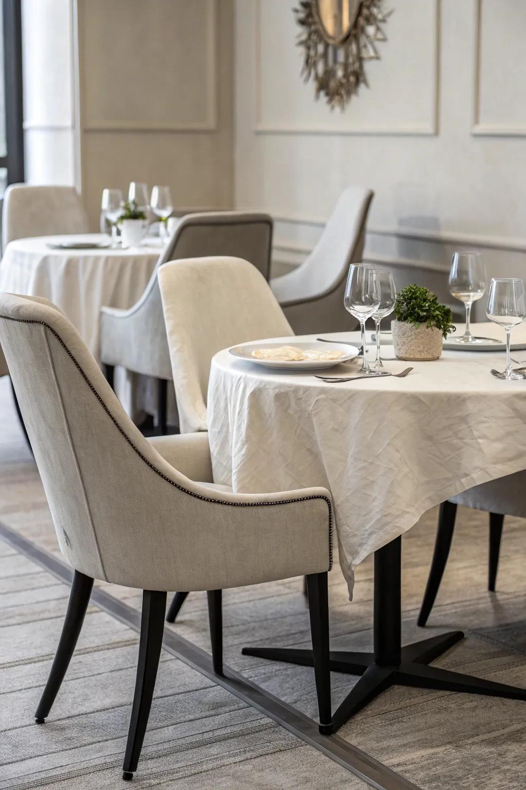 Polished sophistication with single shade chair wraps.