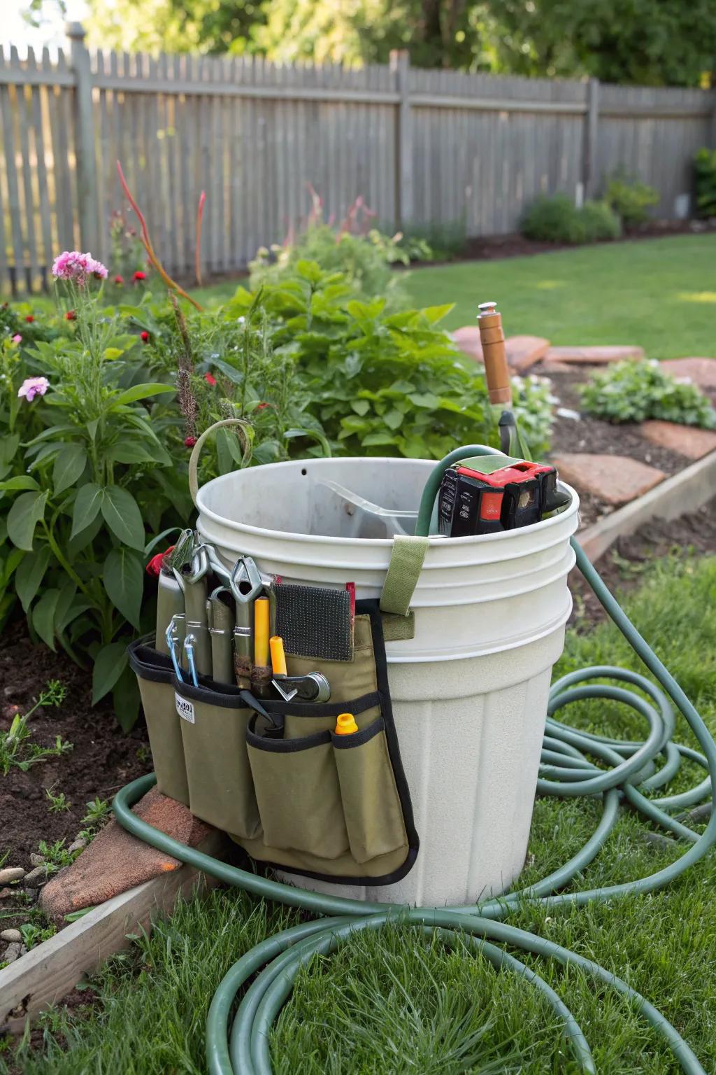 A container with tool additions creates a handy portable toolkit.