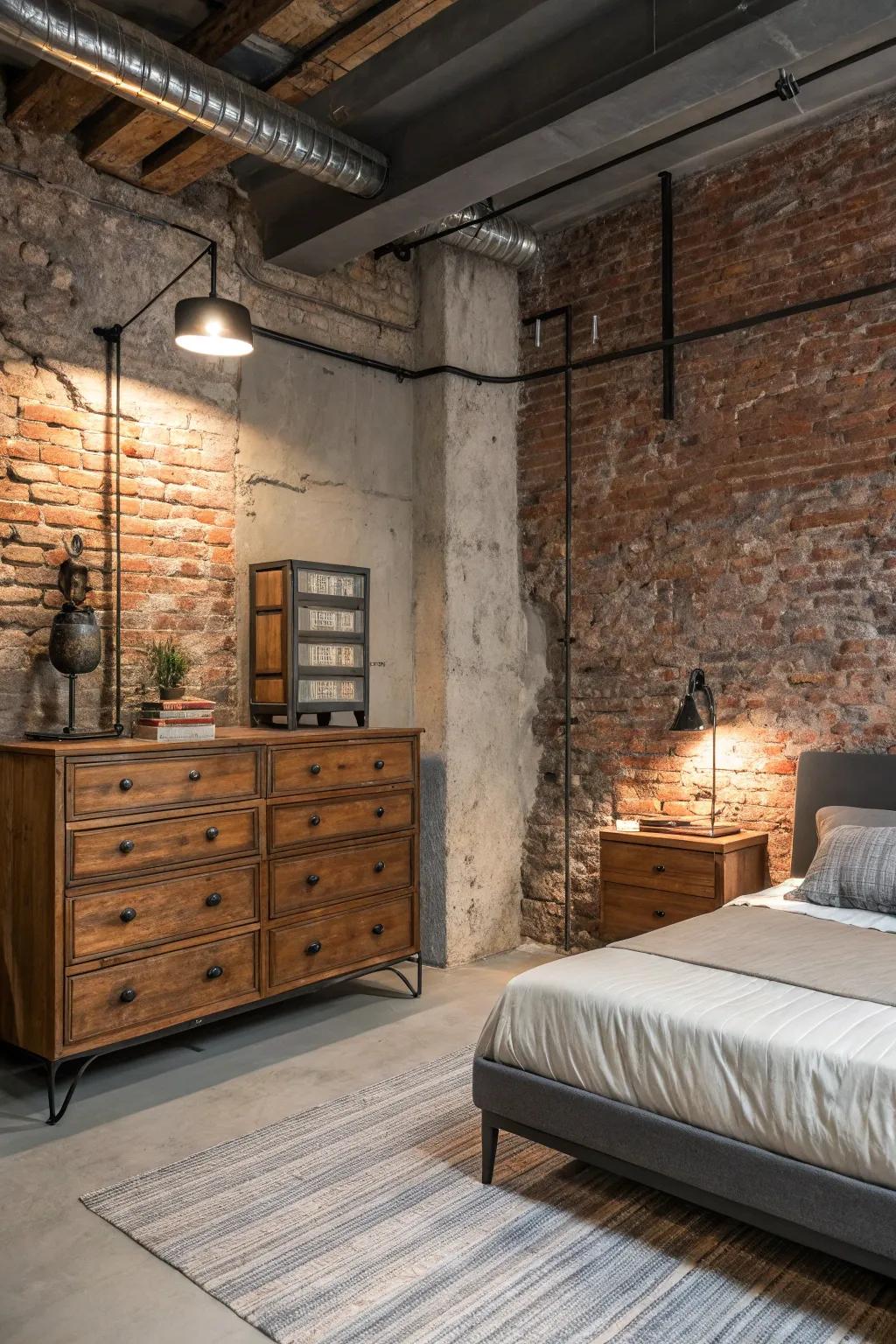A blend of old and new items creates a timeless look in this urban sleeping quarters.