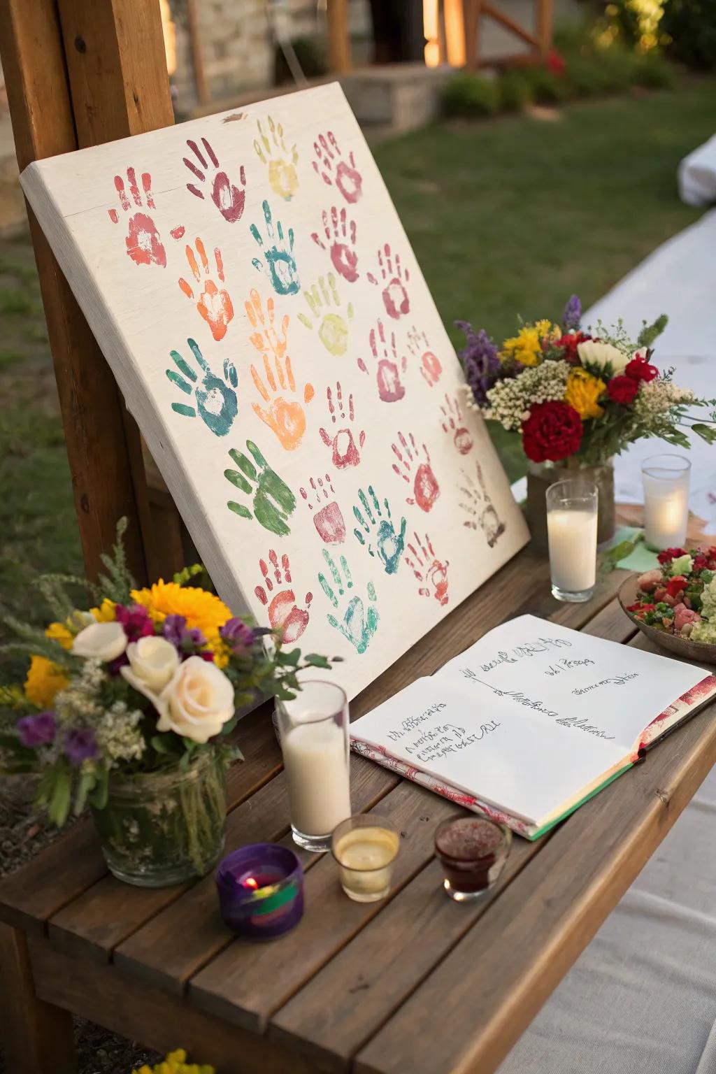 A creative guest book choice captures memories in a special way.