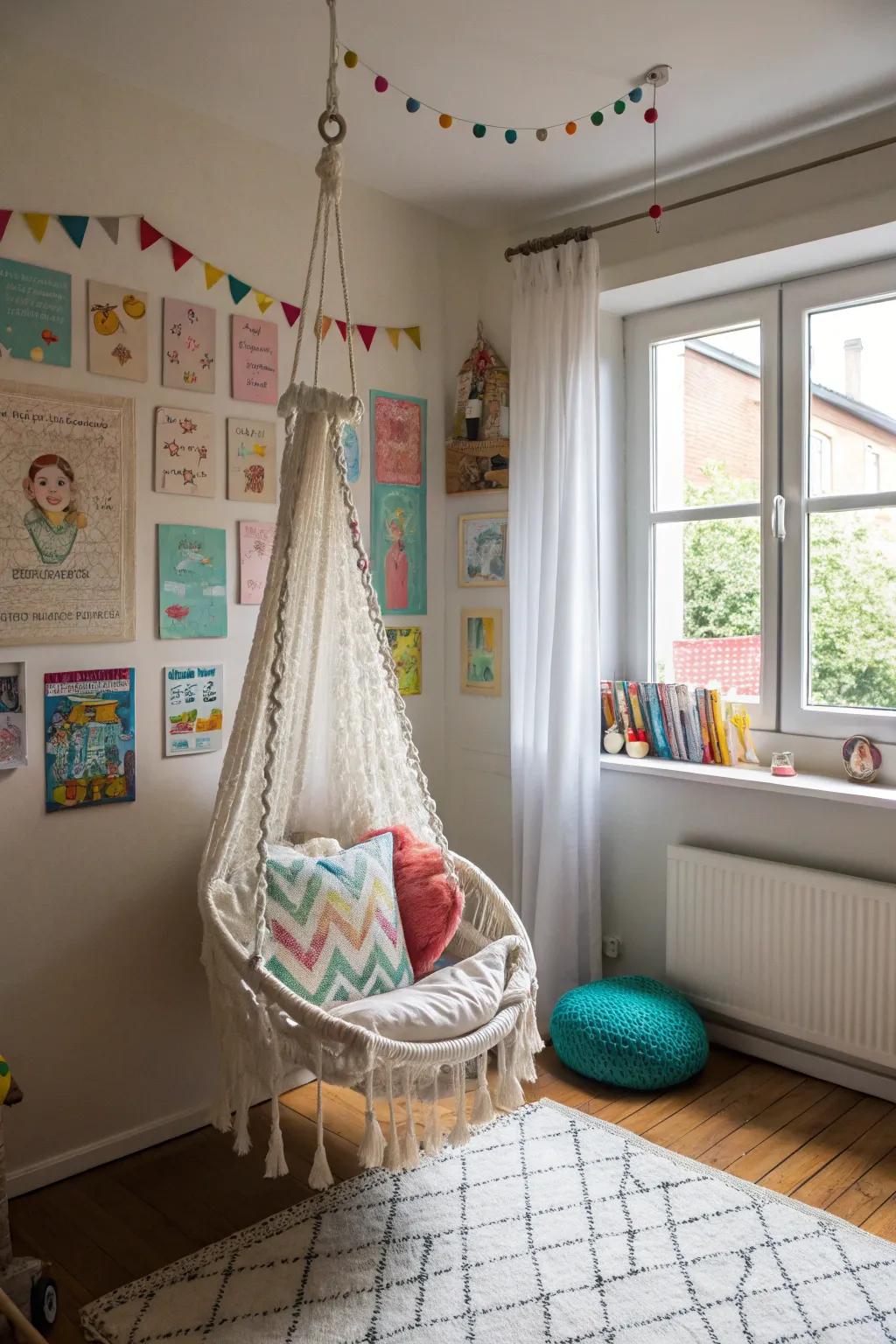 A swing seat adds a hint of fantasy and adventure.