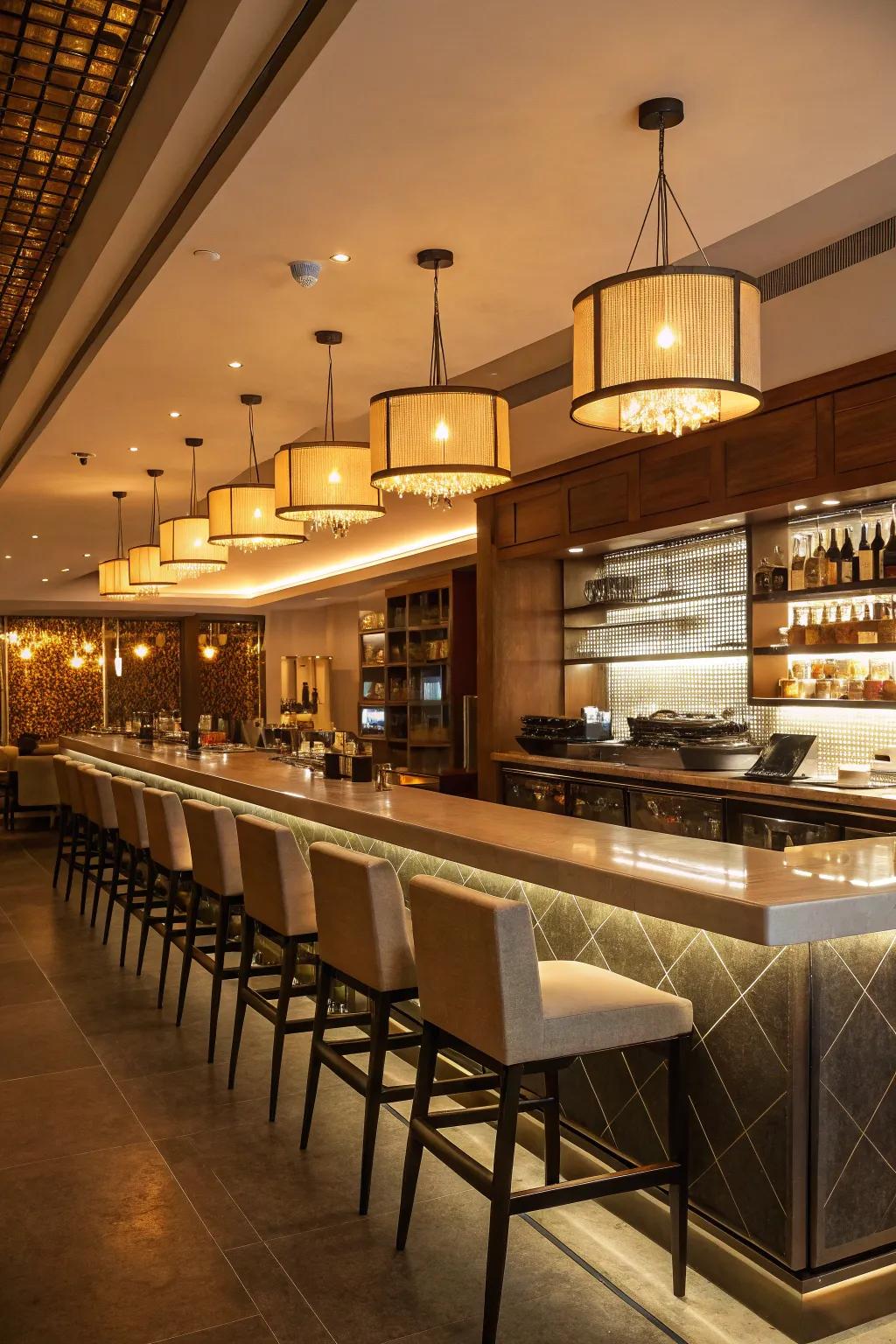 Refined restaurant ambiance at your kitchen bar.