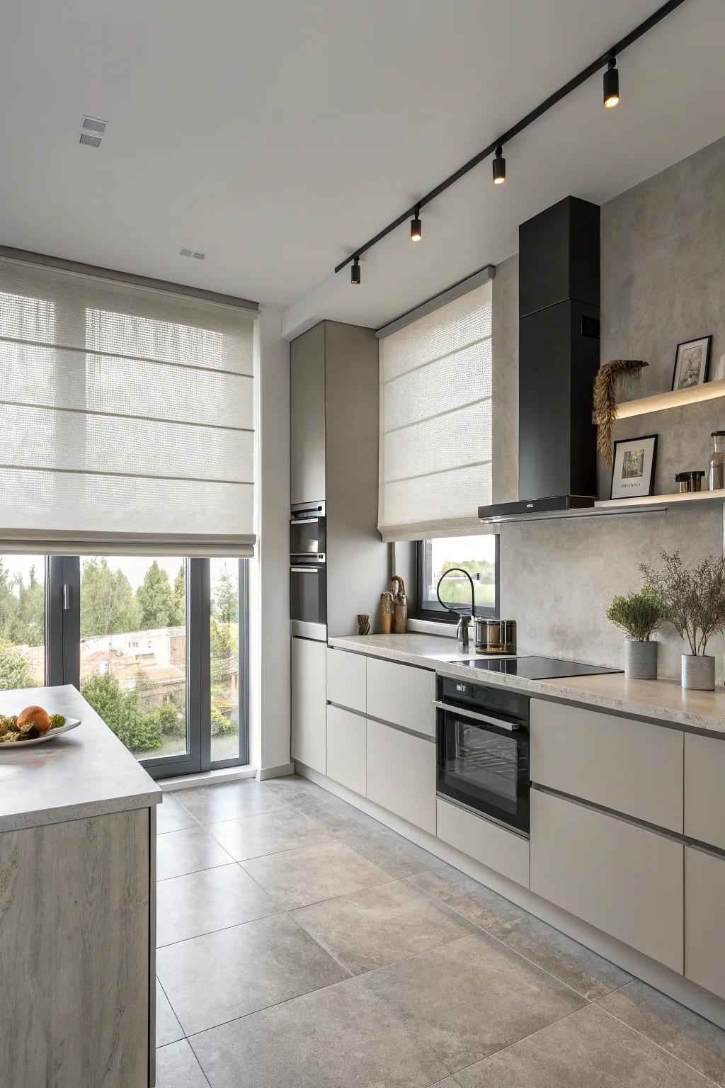Modern clean-lined shades provide a clean and sleek look.