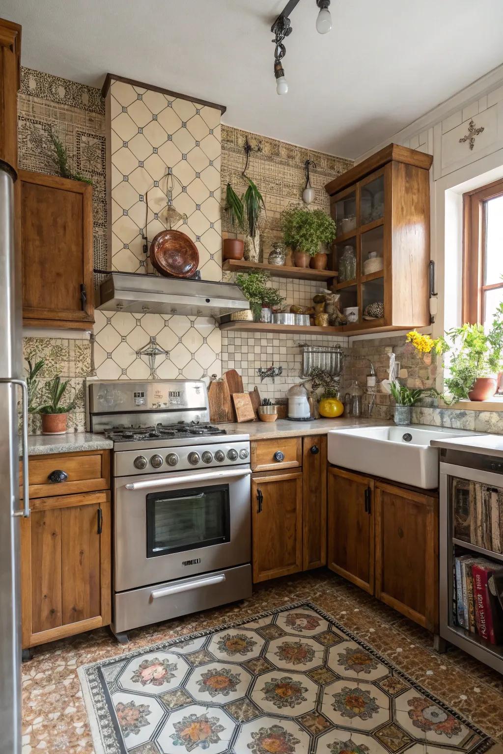 A kitchen that blends vintage charm with contemporary design.