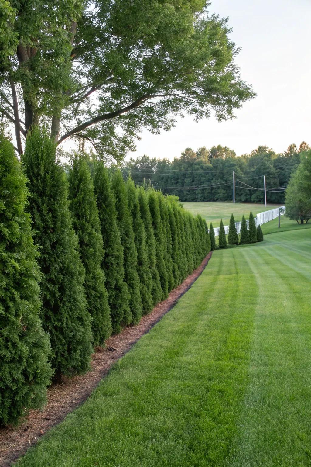 Delineate your panorama with an organic arborvitae boundary.