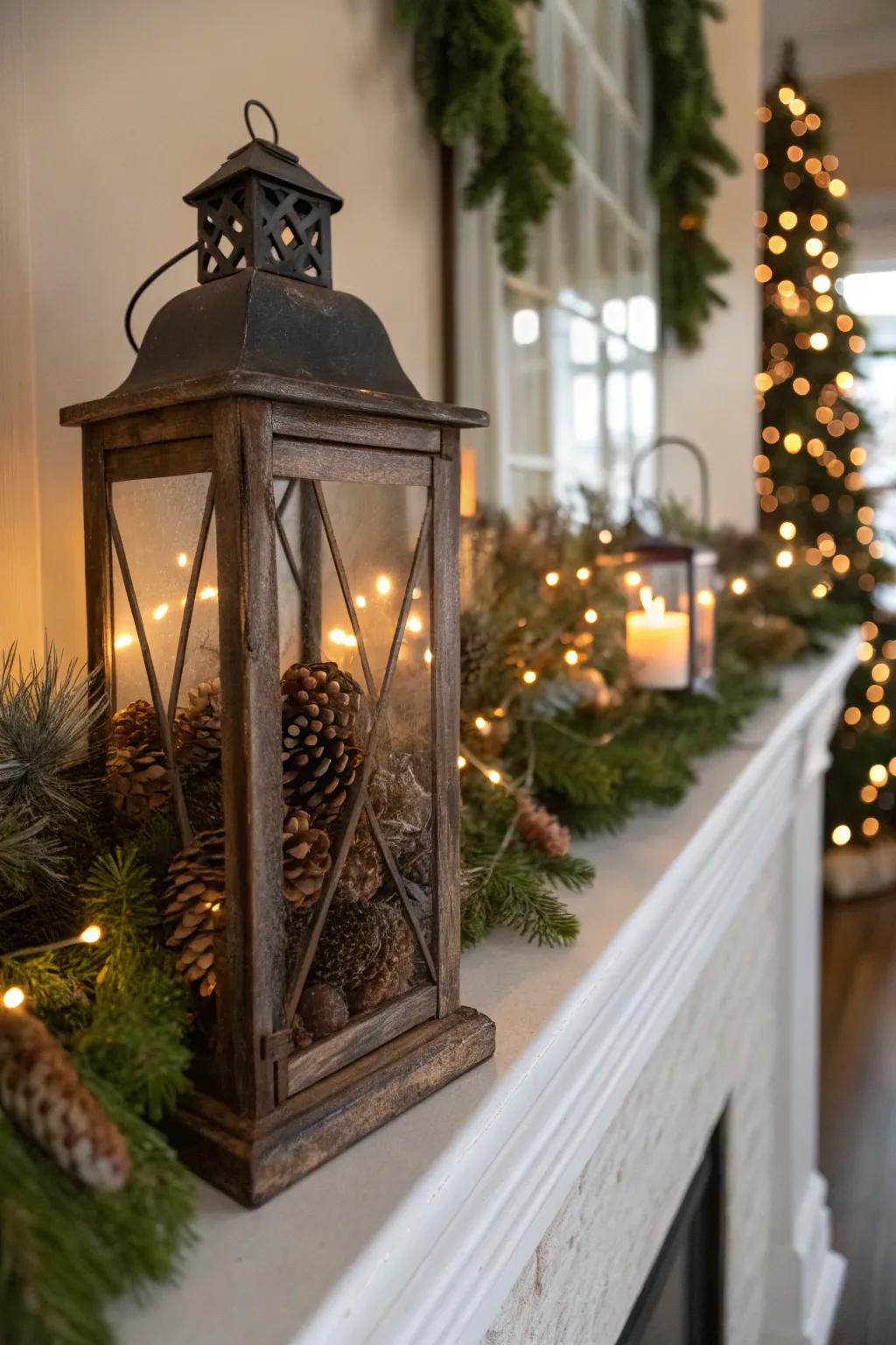 Include holiday spirit thanks to pinecone-loaded lanterns.