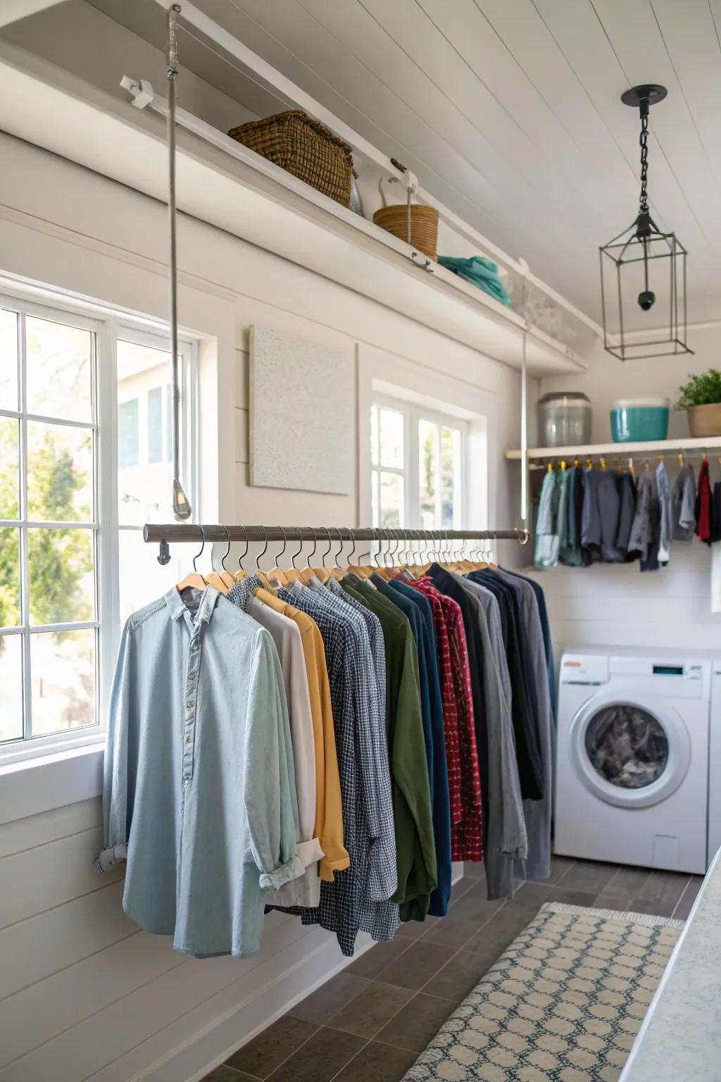 Create a seamless look using floating drying rods.