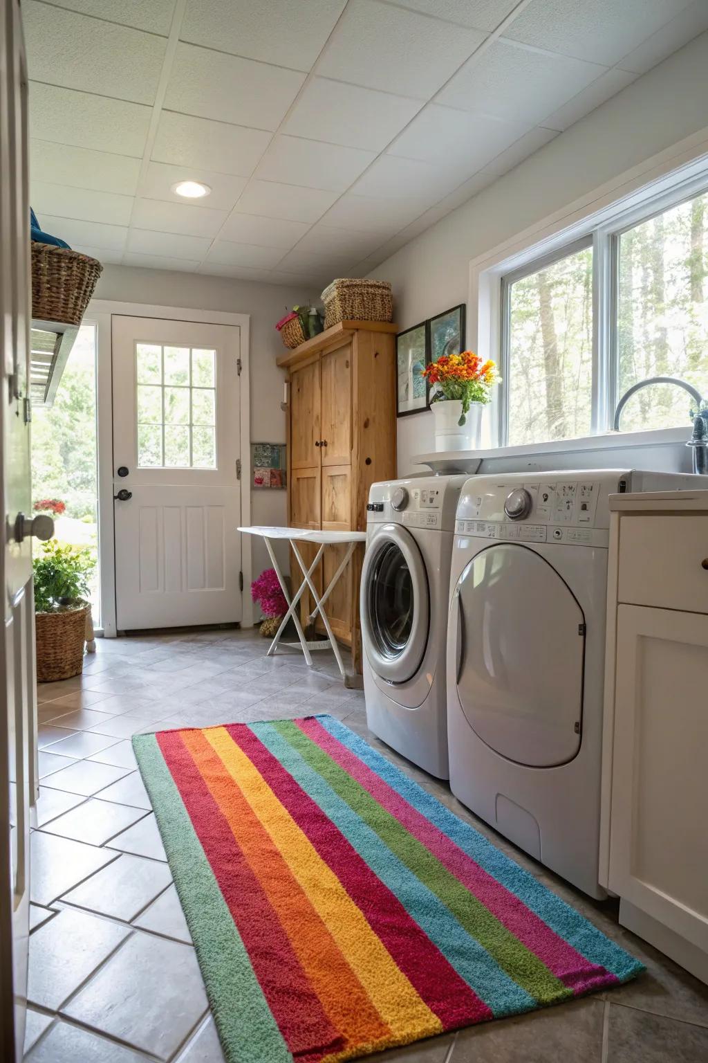 Add warmth and style with a statement rug.