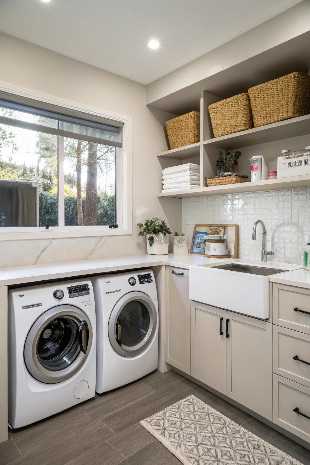 Corner basins make efficient use of limited space.