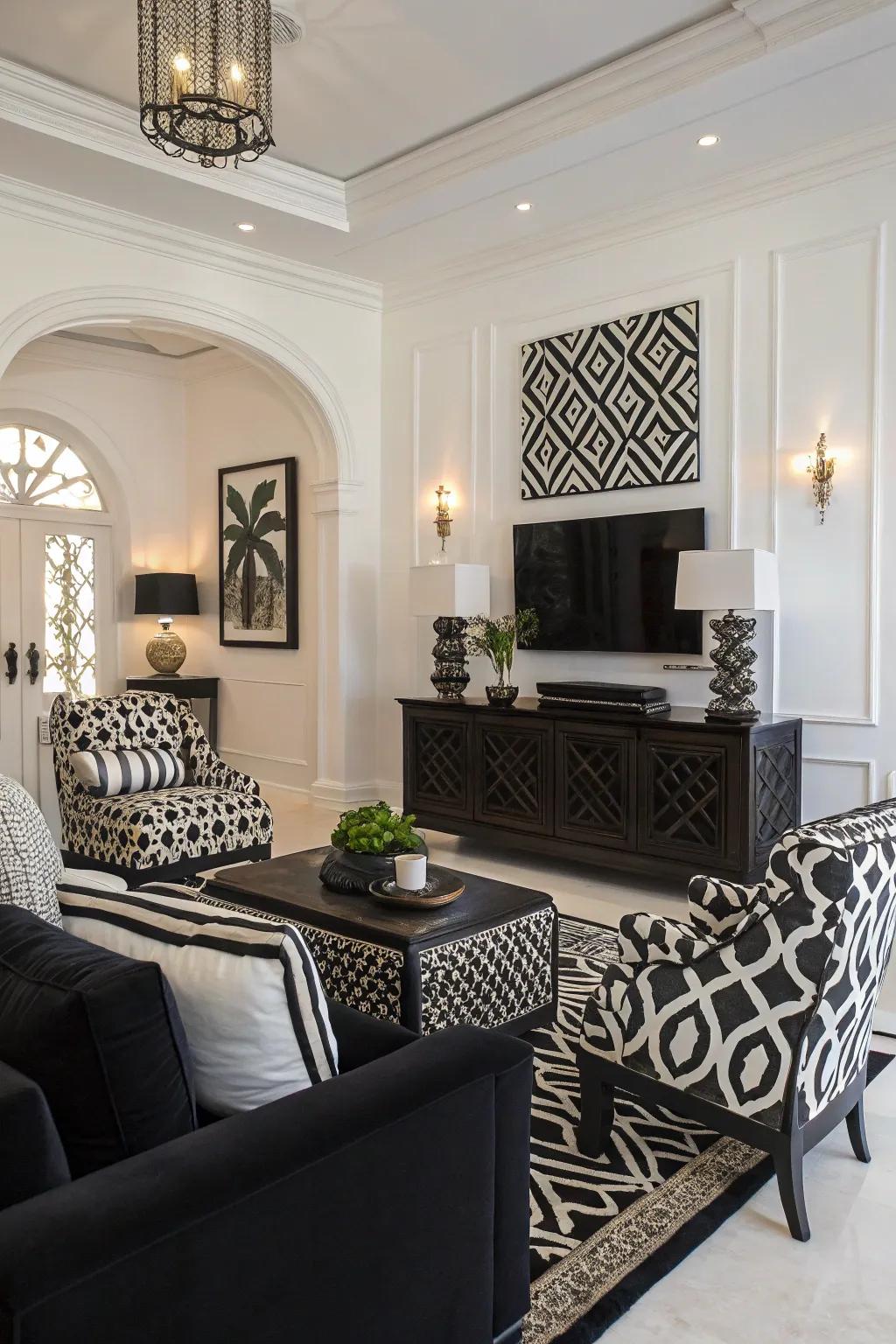 Strong-contrast combinations add energy and drama to any living space.