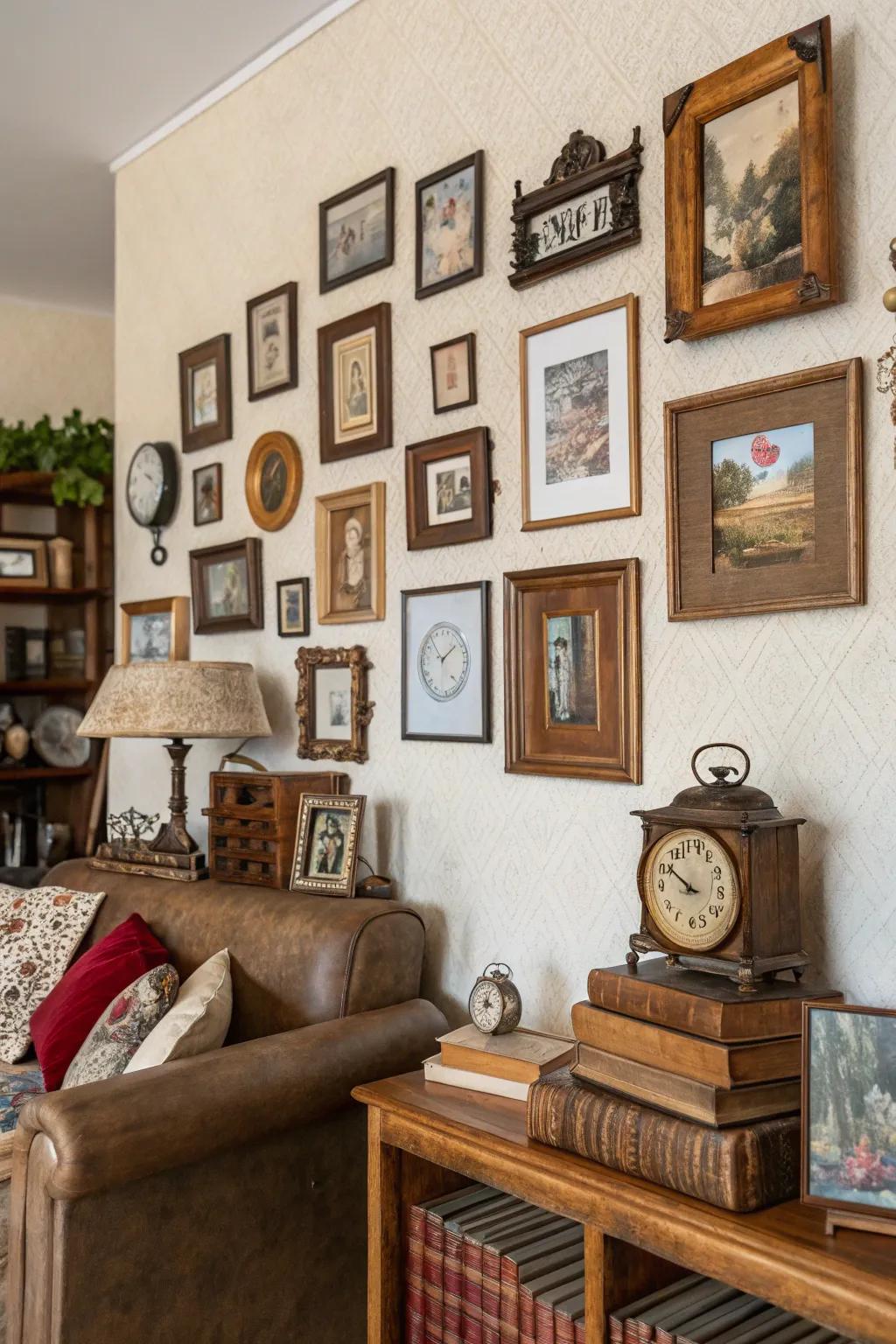 Showcase collectibles for a distinctive and personal snapshot display surface.