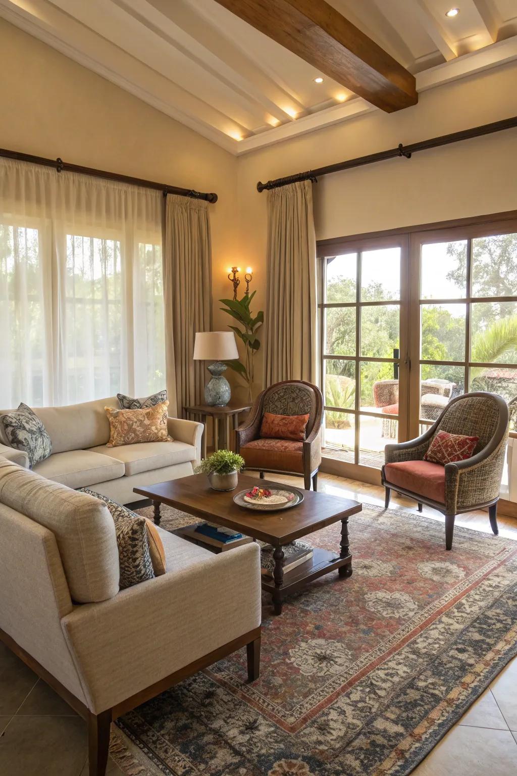 Accent chairs can subtly divide open areas.