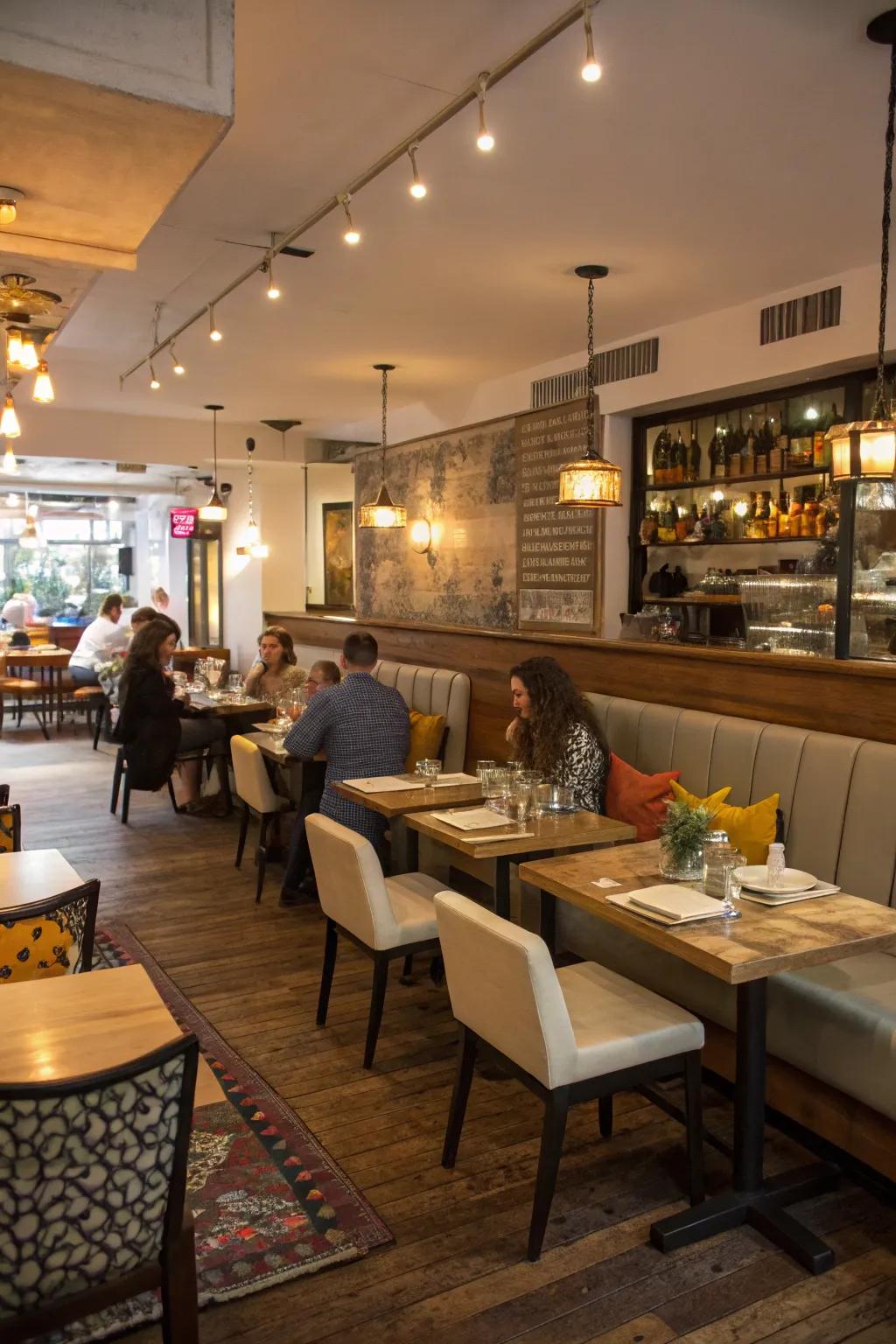 Blended seating adds vibrant flair.