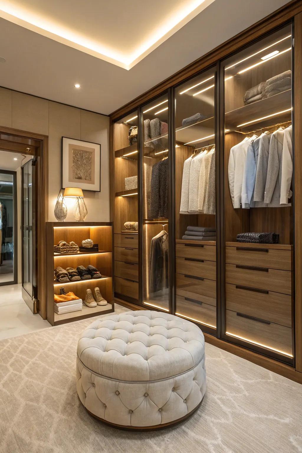 Comfortable seating fashioning a tranquil dressing area.