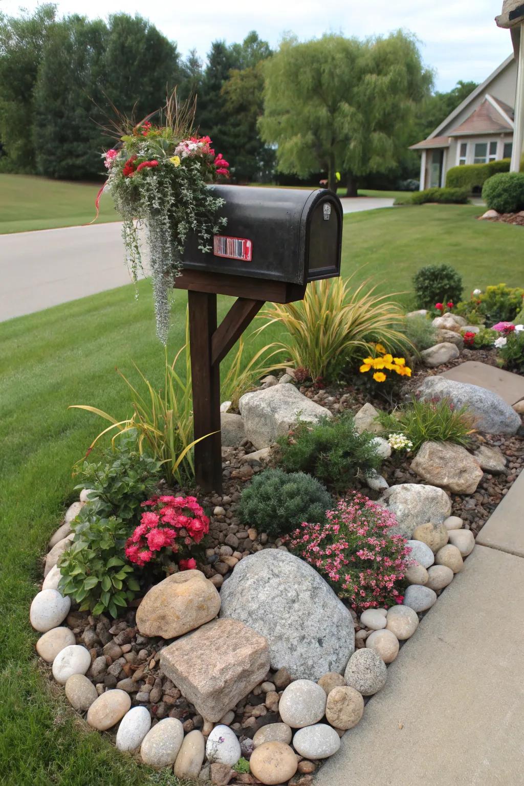Seasonal rock displays keep your mailbox area fresh and engaging.